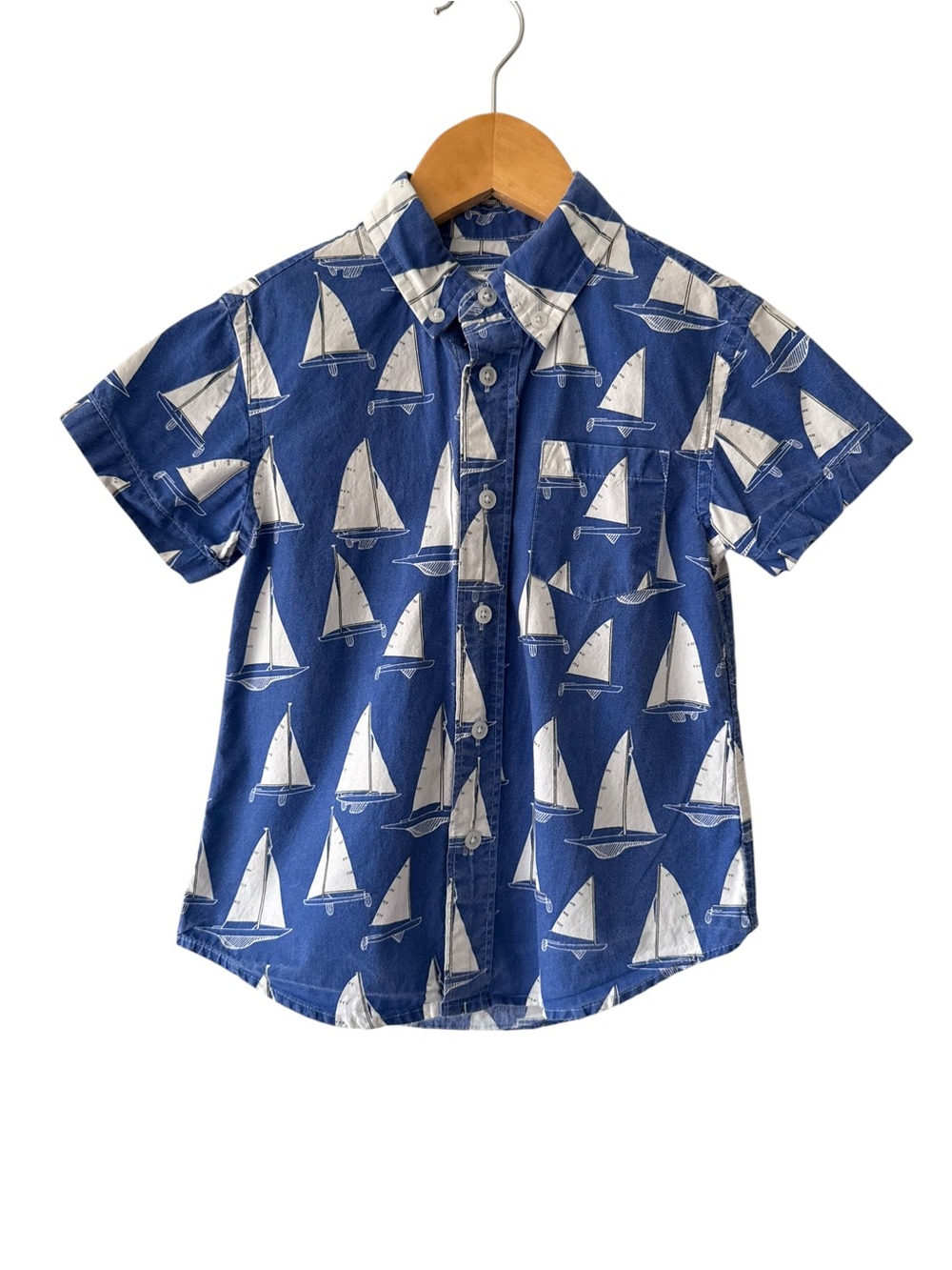 Crewcuts Blue Short-Sleeve Sailboat Print Button-Down Shirt